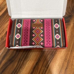 Wrangler by Montana West Wristlet Wallet Purse Women Western Aztec Clutch Pink